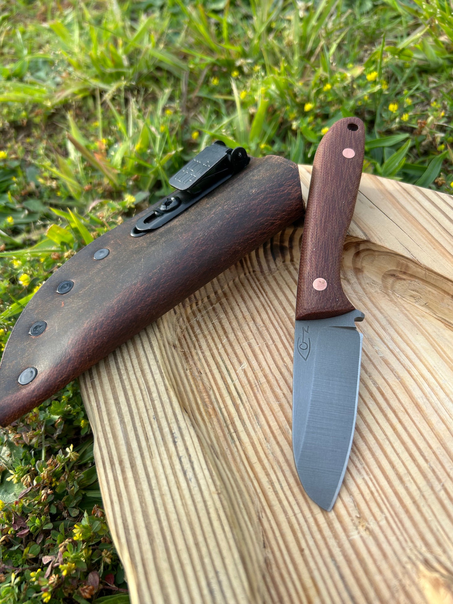 Pocket Rocket | Cross-Cut Micarta + Copper Pins