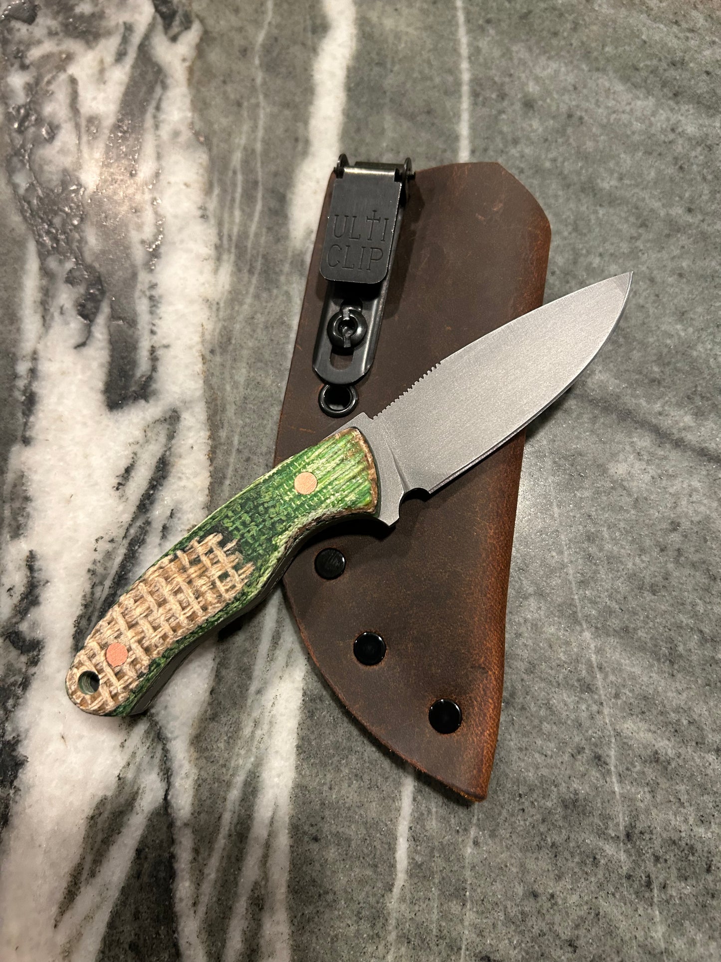 6.2” Carry Series - The Step - Green Burlap Machine & Copper Pins