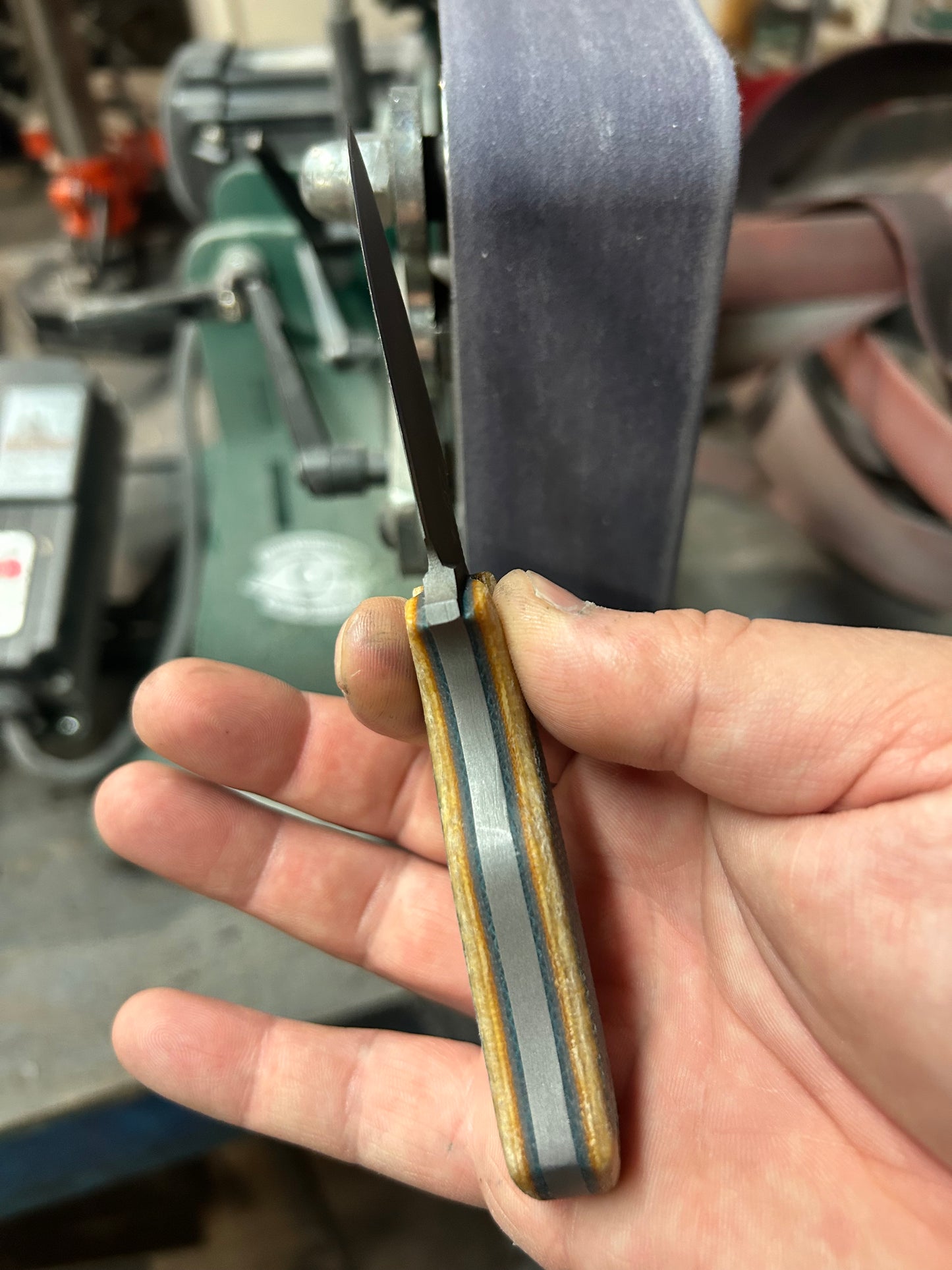 Step | Yellow-Blue Micarta w/Brown Pins