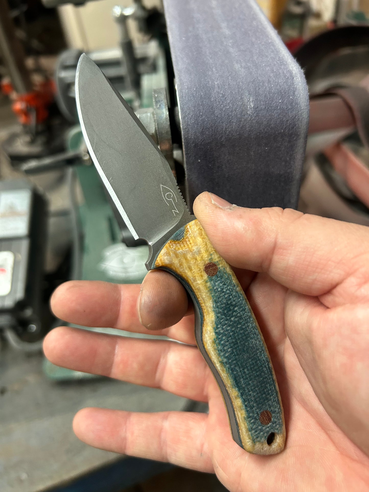 Step | Yellow-Blue Micarta w/Brown Pins