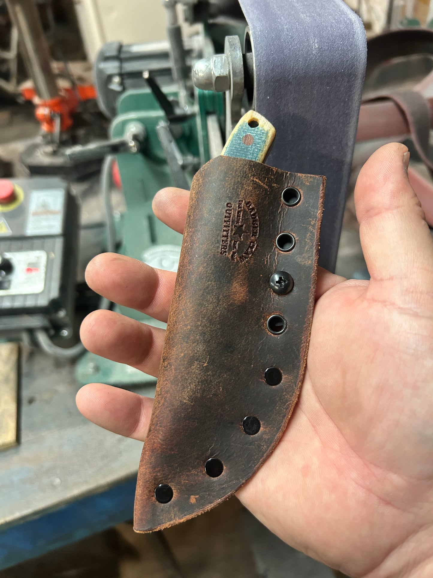 Step | Yellow-Blue Micarta w/Brown Pins