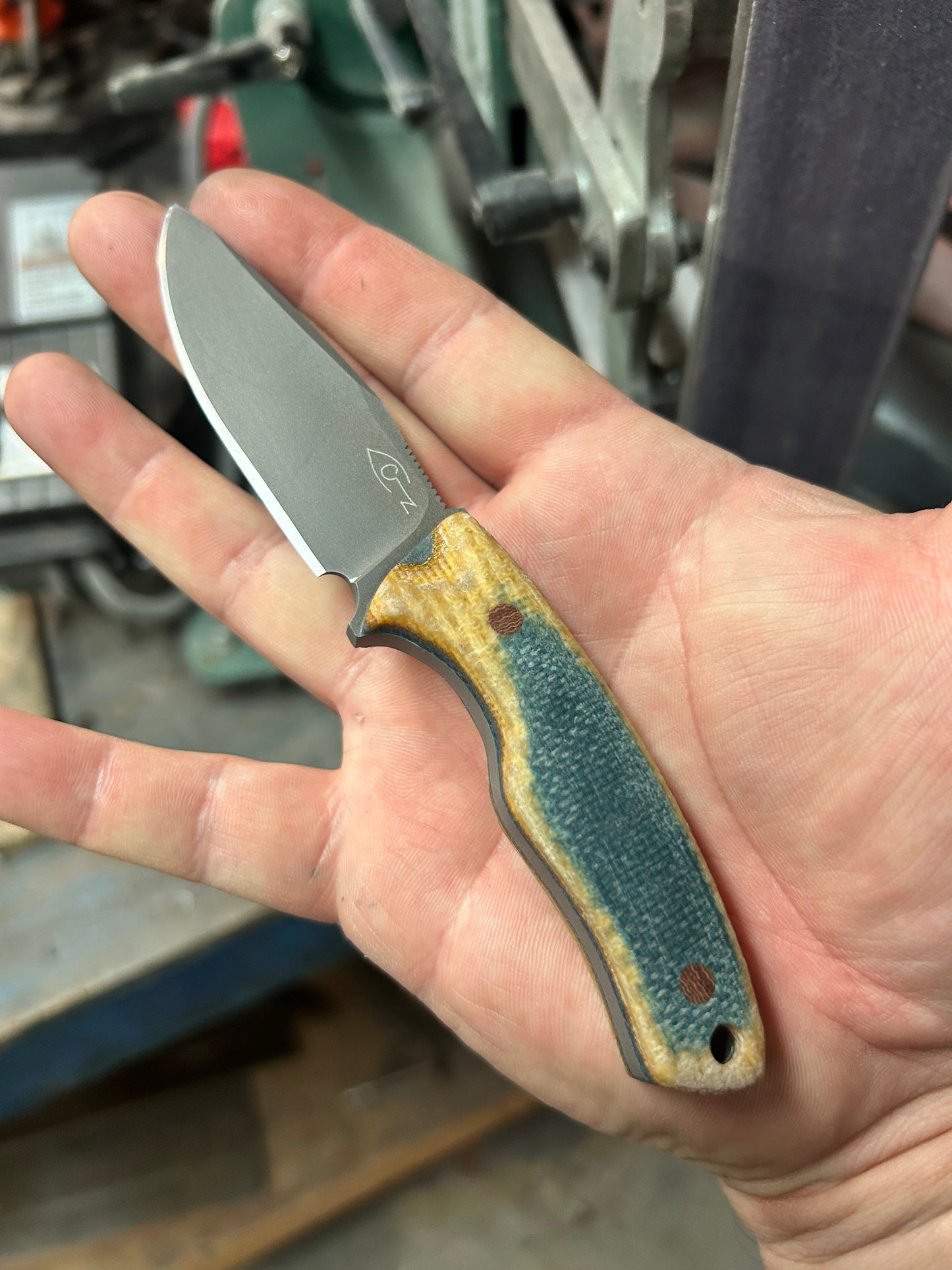 Step | Yellow-Blue Micarta w/Brown Pins
