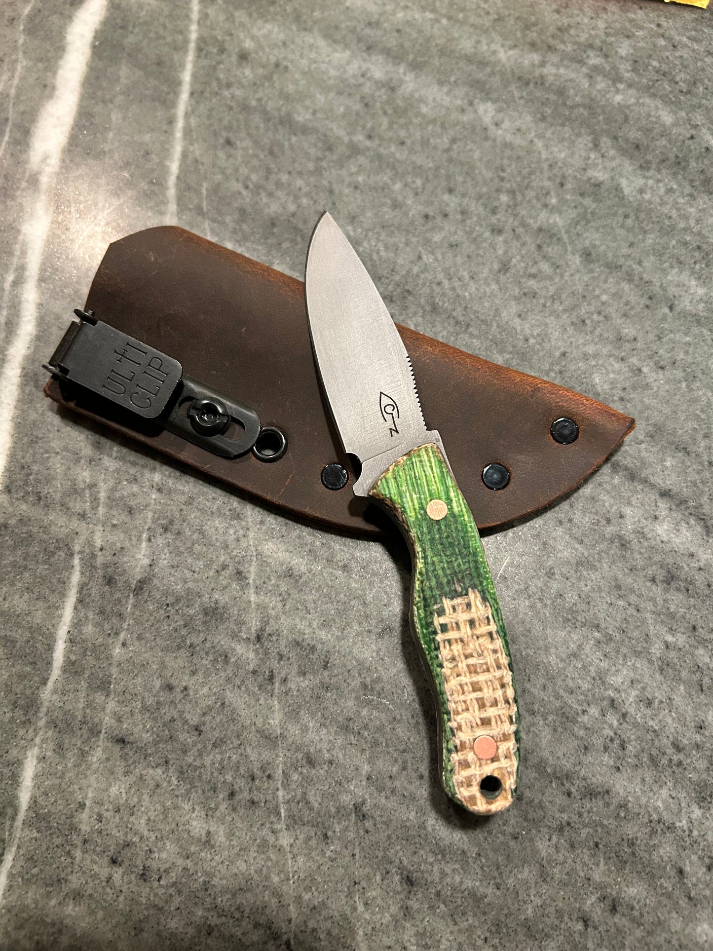 6.2” Carry Series - The Step - Green Burlap Machine & Copper Pins